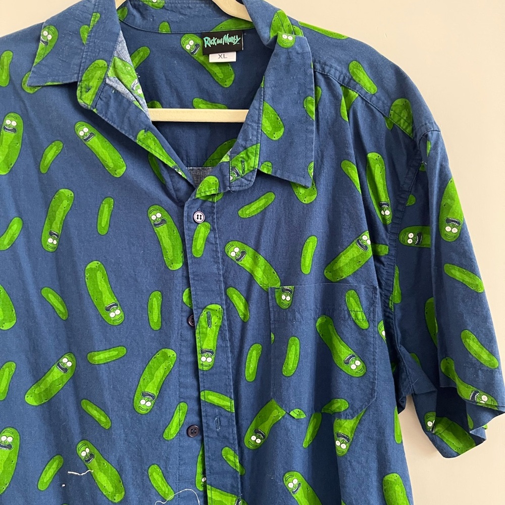 Men’s Pickle Pattern Short-Sleeve Shirt - Blue/Green
